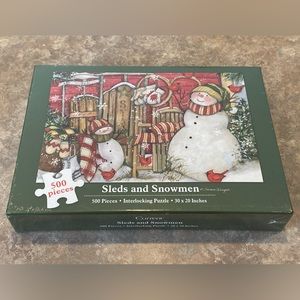 NIB Current Sleds and Snowman 500 pc Puzzle Factory Sealed 30x20 Susan Wingert